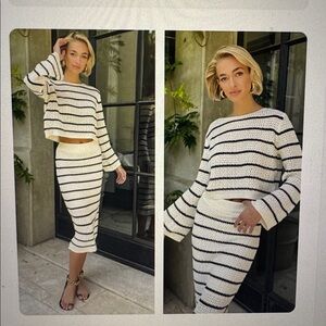 Eva Crochet striped midi skirt & top